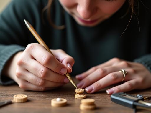 Artesana mujer especialista en grabado de joyería