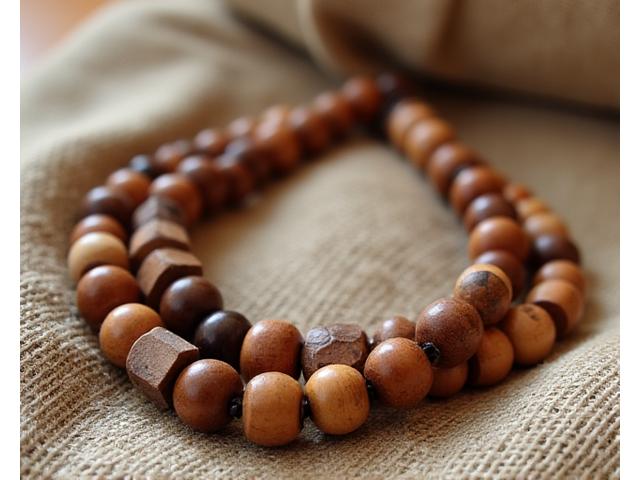 Collar de cuentas de madera en capas estilo bohemio