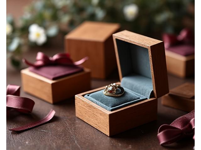 Empaque premium para joyería de madera en eventos