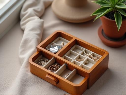Organizador de viaje para joyería compacto de madera
